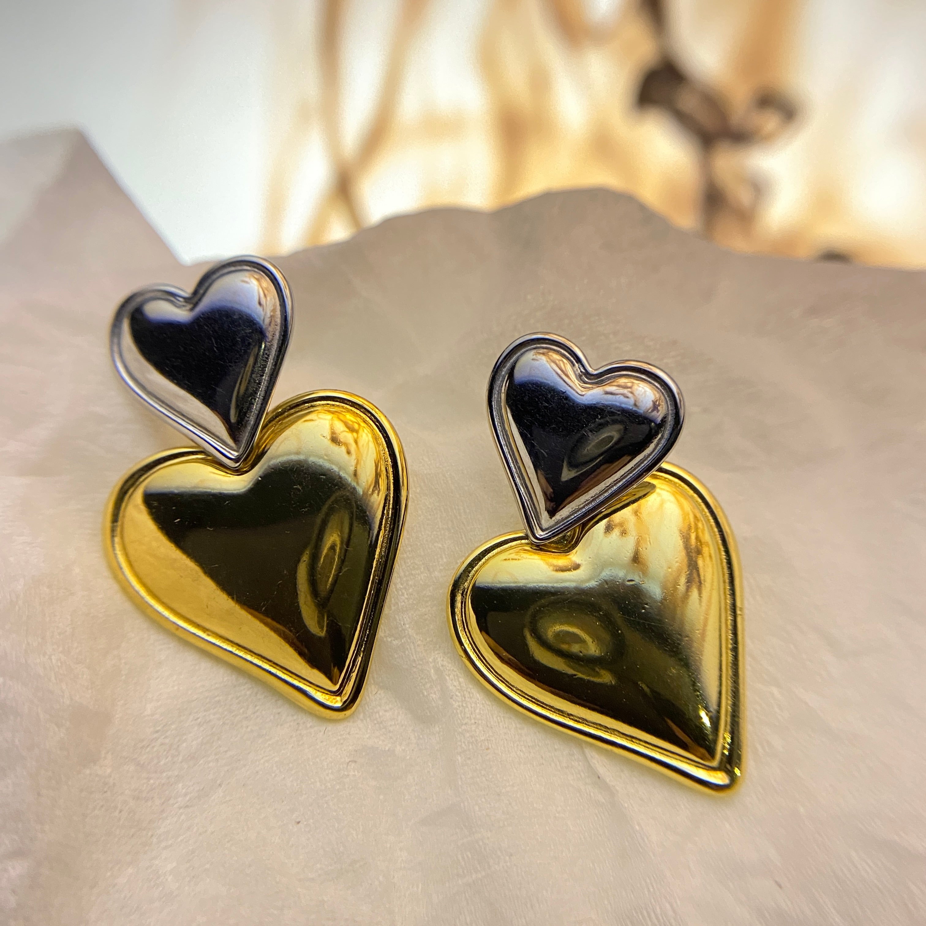 Duo Heart Drop Earrings