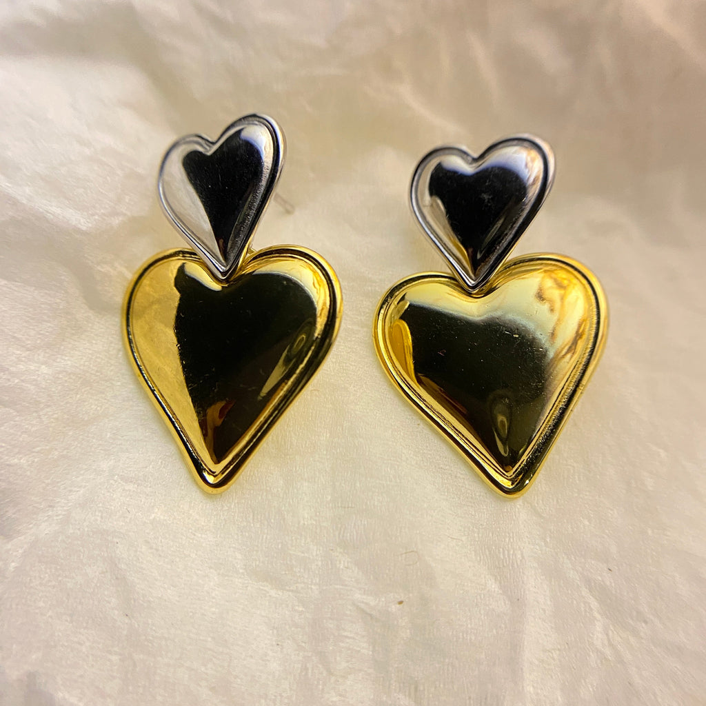 Duo Heart Drop Earrings