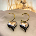 Dual Tone Heart Drop Earrings
